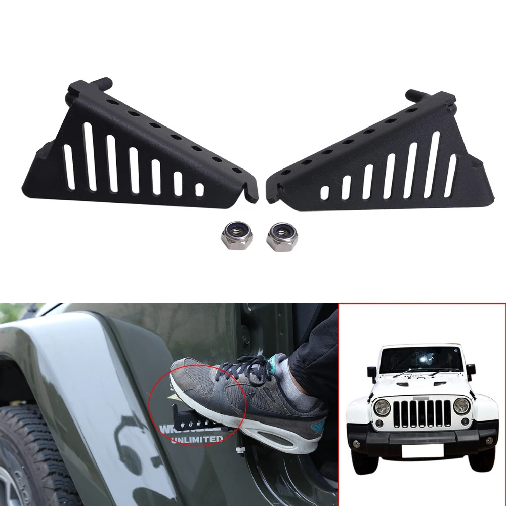 1 Pair Black Steel Front Foot Pegs For Jeep Wrangler JK 2 / 4 door 2007  2016 Car Accessiose //|steel jeep|pegs - AliExpress