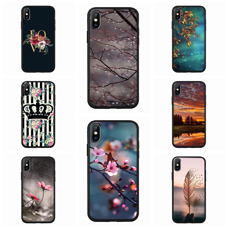 Силиконовый чехол для iPhone X XR XS 6 S 7 8 Plus цветочный узор в виде листьев чехлы