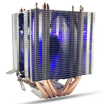 

6X Pipe 4 Wire Single Fan With Blue Light Cpu Fan Cpu Heatsink For Intel 775/1150/1155/1156/1366 Amd Universal