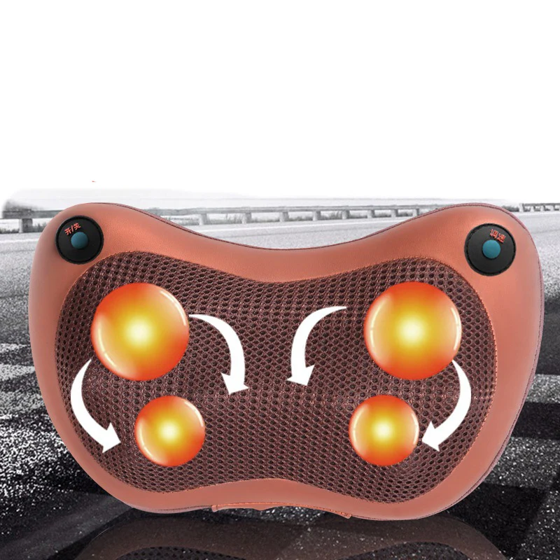 4 Magnets Car Electric Cervical Massage Pillow Vibrator Shiatsu Cushion Shoulder Neck Heating Kneading Infared Therapy Massager