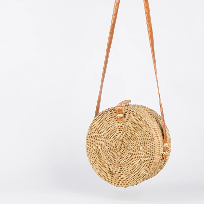 Round Straw Beach Bag S Circle Rattan Small Bohemian Round Straw Beach Bag S Circle Rattan Small Bohemian Shoulder Summer 2018 Vintage Handmade Crossbody Leather Bagc119 In Bags From