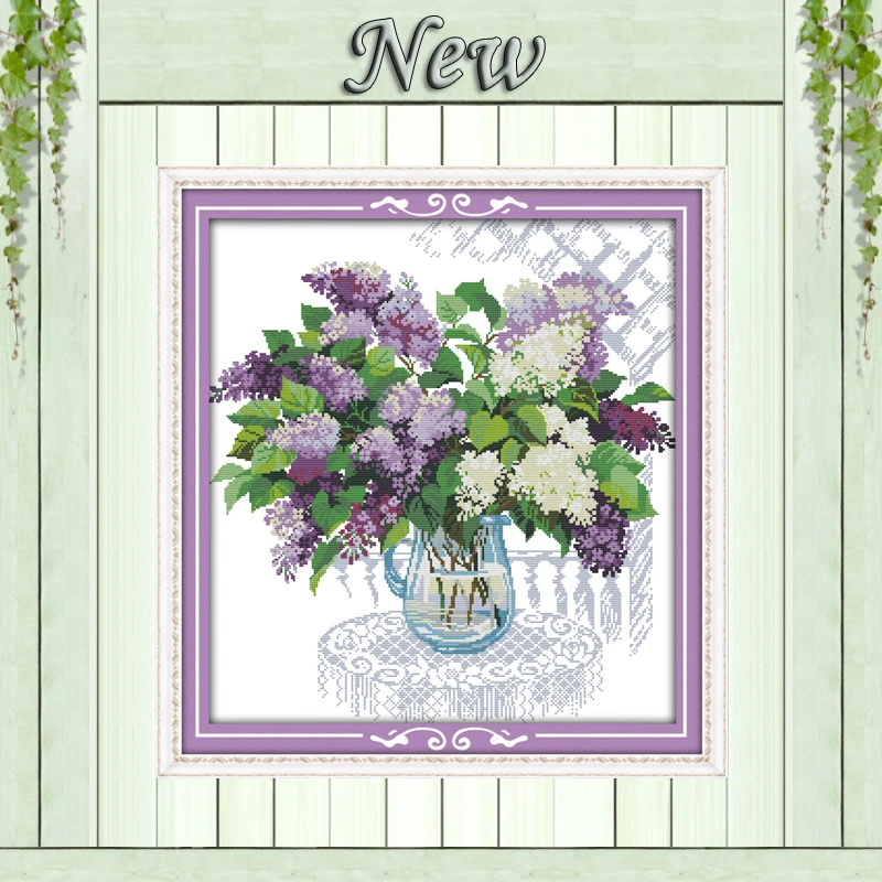 

Colorful A basket of the Lilac,counted print on canvas DMC 11CT 14CT Cross Stitch kit,needlework Set embroidery,beautiful Flower