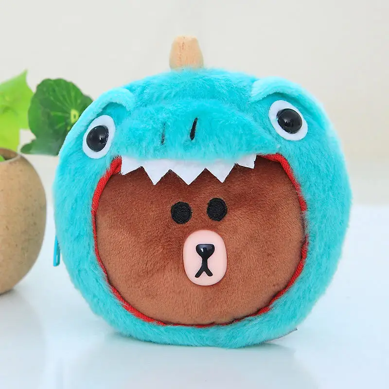 

Line Friends Brown Bear Transform Plush Toy Cartoon Kawaii Brown Bear Coin Purse Keychain Children's Cartoon Birthday For Girl