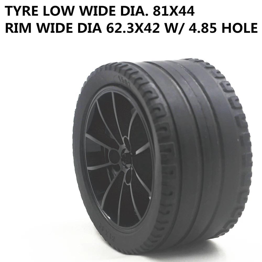 MOC Technic Parts 1pcs TYRE LOW WIDE DIA. 81X44 & RIM WIDE DIA 62.3X42 W/ 4.85 HOLE compatible with lego for kids boys toy