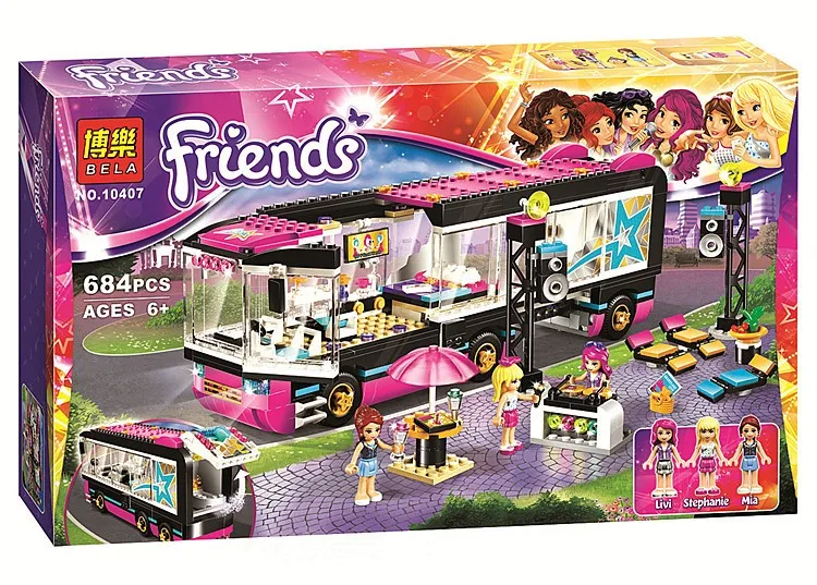 2016 New Friends series 684pcs 10407 Pop Star Tour Bus model building blocks Building Block set