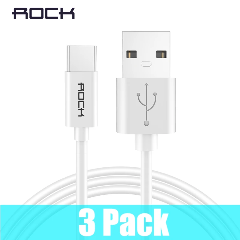 

3 Pack ROCK USB C Cable Usb Type C Fast Charging Cord for Phone Charger for Samsung S9 Note 8 Xiaomi 6 Huawei P10 Adapter USB-C
