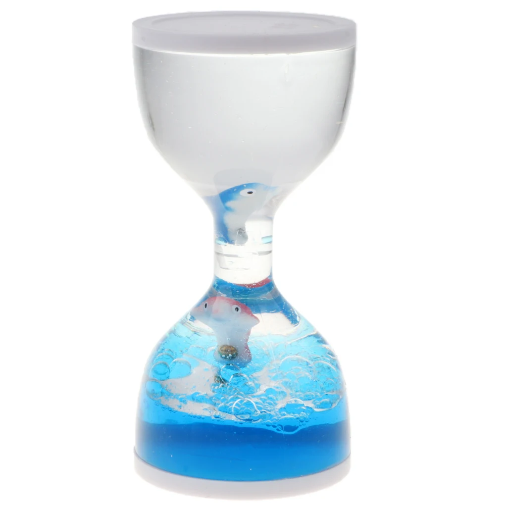 Dolphin Liquid Motion Bubbler Timers, Oil Hourglass Sensory Relaxation Toy Visual Bubble for Office & Desk Decor Xmas Gifts