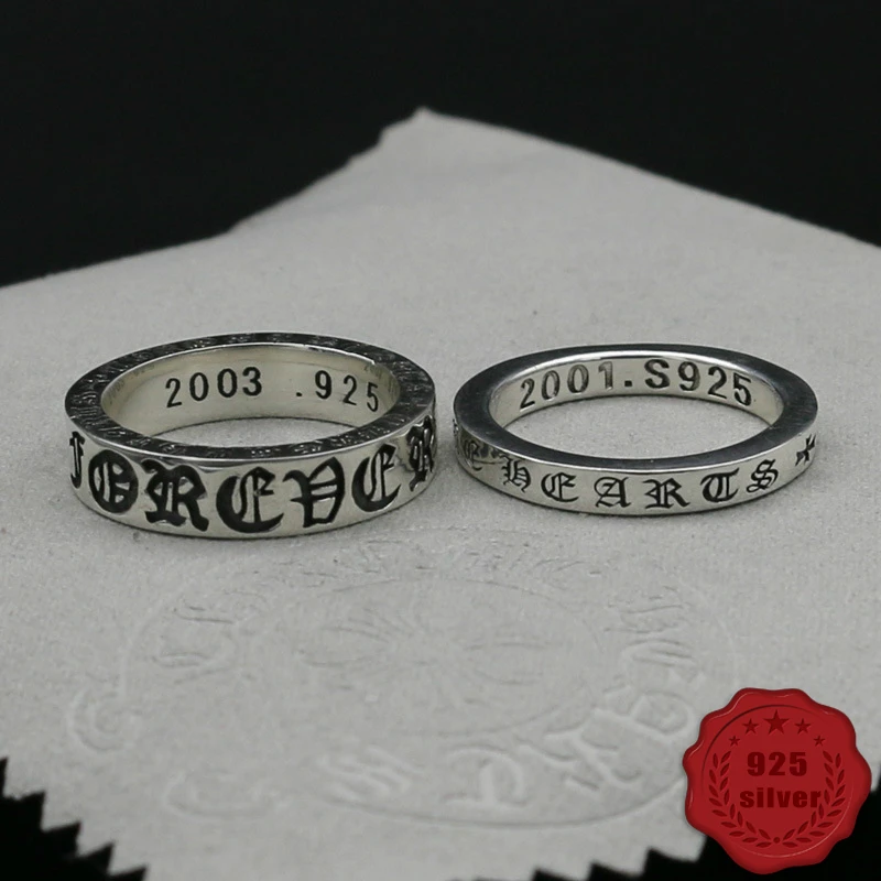 

925 sterling silver ring trend personality jewelry punk style hip-hop hip hop simple cross letter style 2018 new hot sale