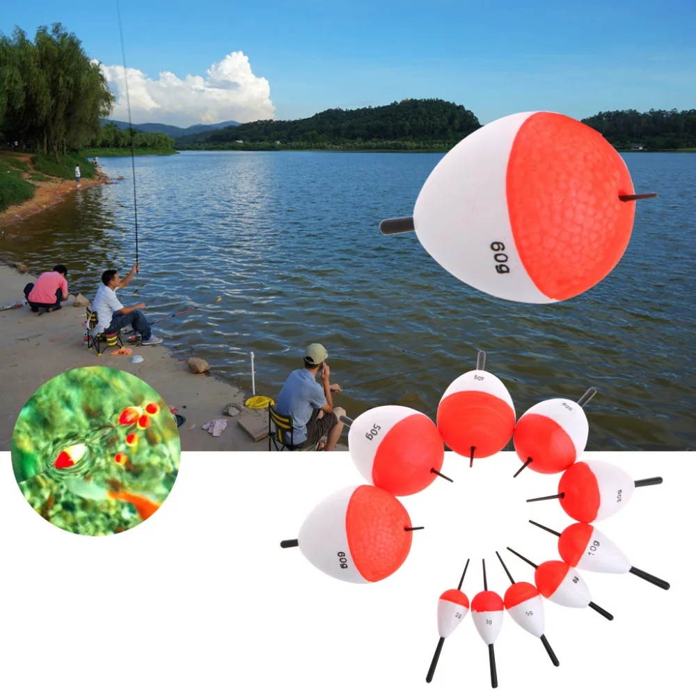 

10Pcs/Set Polystyrene Fishing Floats with Sticks Professional Fish Float Outdoor Sea Fishing Accessory