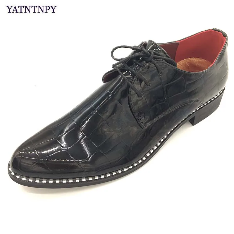 

YATNTNPY New brand fashion Office shoes Men shoes Synthetic Leather Shoes Pointed Toe Oxfords Stylish man Shining wedding shoes