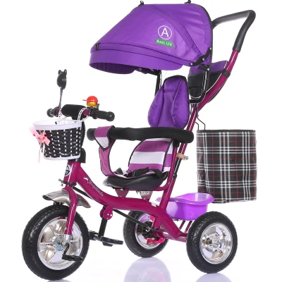 Портативный Детский трицикл для детей ясельного возраста, велосипедная тележка, коляска, съемная для мытья, трансформер, трехколесный велосипед, коляска, велосипед, 12 м~ 6 лет - Цвет: Purple