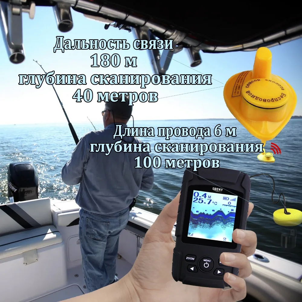 FF718Li 2 в 1 Lucky эхолот для рыбалки с проводным и беспроводным датчиками fish finder sonar for