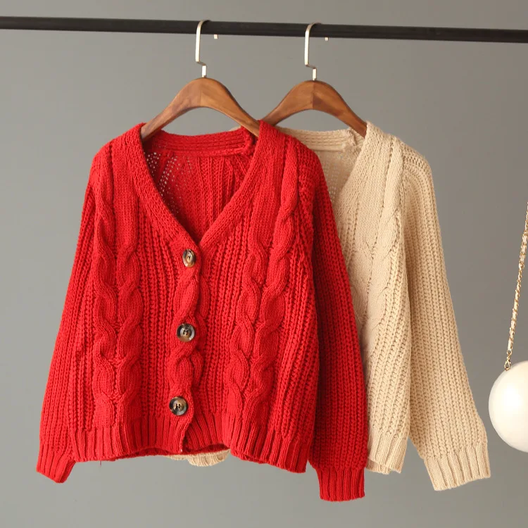

Jumper Pullover Women Limited Cotton Full Woman Korean Version 2019 New Ageing Versatile Sweet Women's Knit Single-breasted