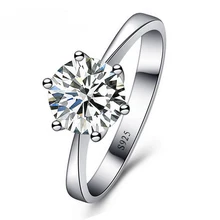 JEXXI Romantic Classic Round Cubic Zirconia 925 Sterling Silver Finger Rings for Women Wedding Jewelry
