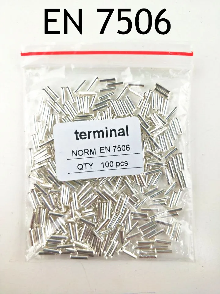 

100PCS EN7506 Tube Naked Terminal Bootlace Cooper Ferrules kit set Wire Copper Crimp Connector Insulated Cord Pin