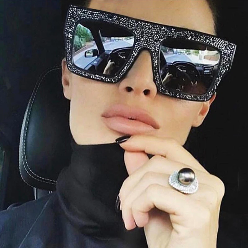 

JackJad Unique Luxury Shiny Crystal Decoration Sqaure Style Sunglasses Fashion Brand Designer Sun Glasses Oculos De Sol 28010