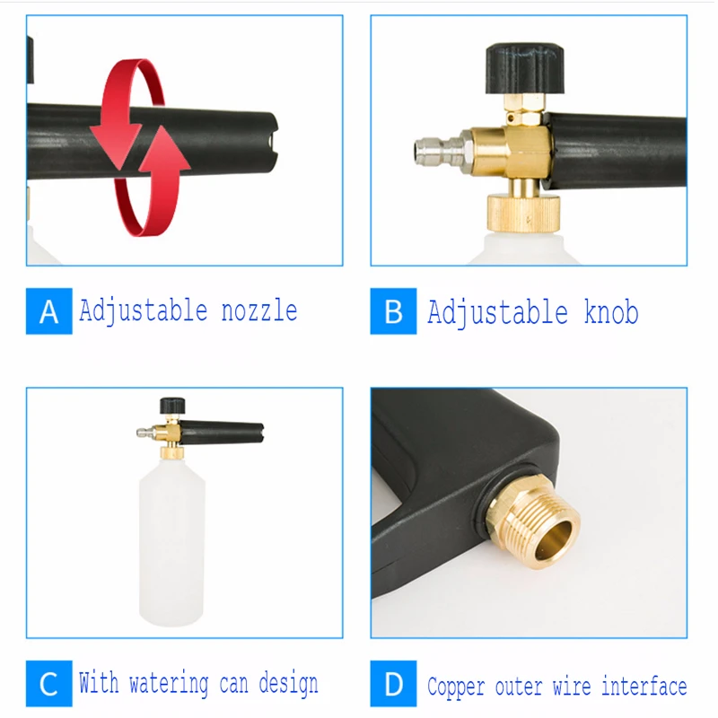 Обновленная пена горшок вода мытья автомобиля пистолет набор медный интерфейс Автомойка высокого давления водяной пистолет спрей для полива садовый разбрызгиватель инструмент