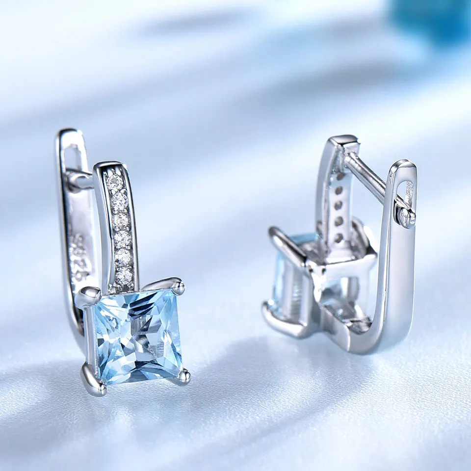 UMCHO conjunto de joyas de plata de ley 925 Nano aguamarina cielo azul Topacio anillo colgante pendientes de collar para las mujeres joyería fina - 4