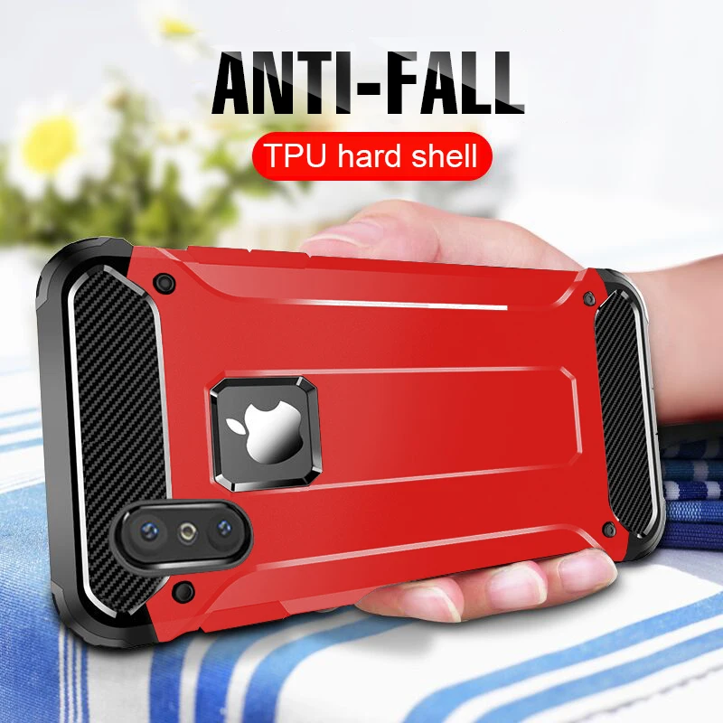 

Luxury Full Shockproof Armor Case For iphone X XR XS Max 7 8 PC+TPU Phone Cover For iphone 7 8 6 6s PLus Soft Protective Case