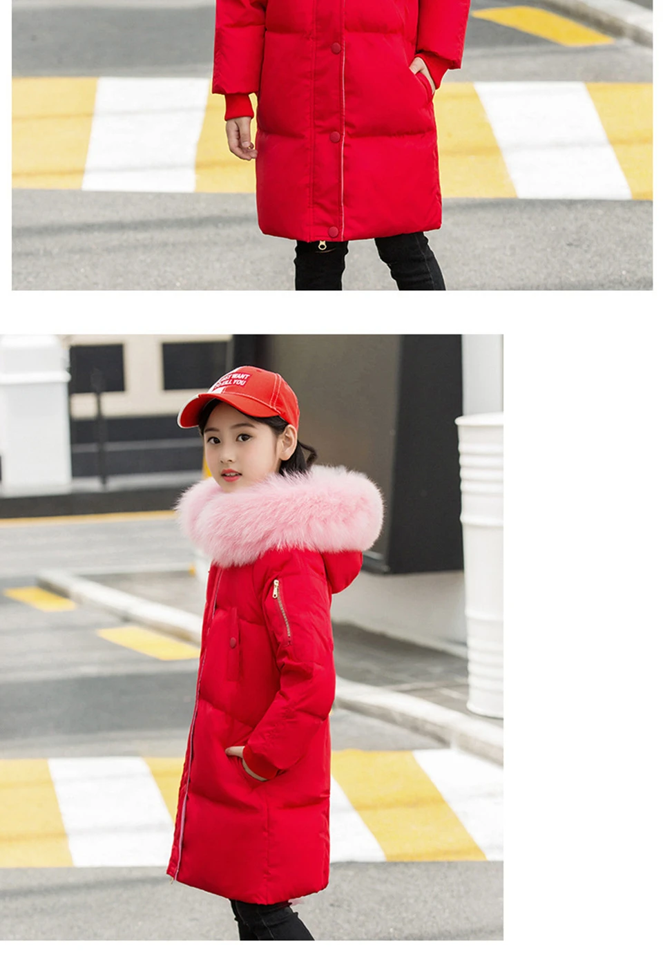 30 degrees Girls clothing duck Down jacket for girl clothes Winter Thicken warm Parka Fur Hooded Children Outerwear Coats