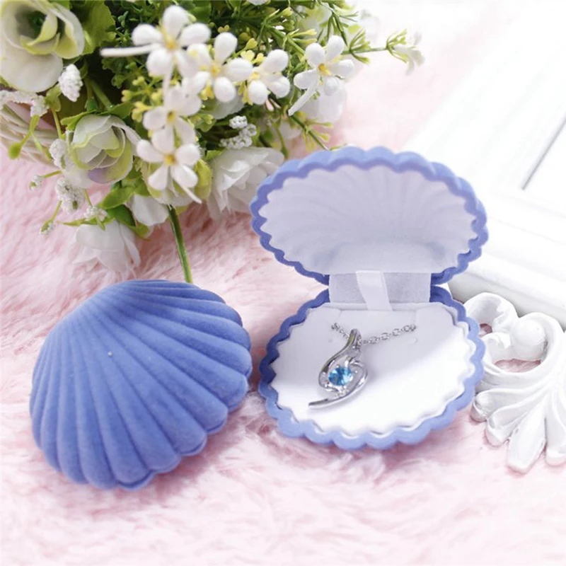 Прекрасная Подарочная коробка для ювелирных изделий, бархатная портативная коробка для хранения обручальных колец для сережек, ожерелий, браслетов - Цвет: Blue