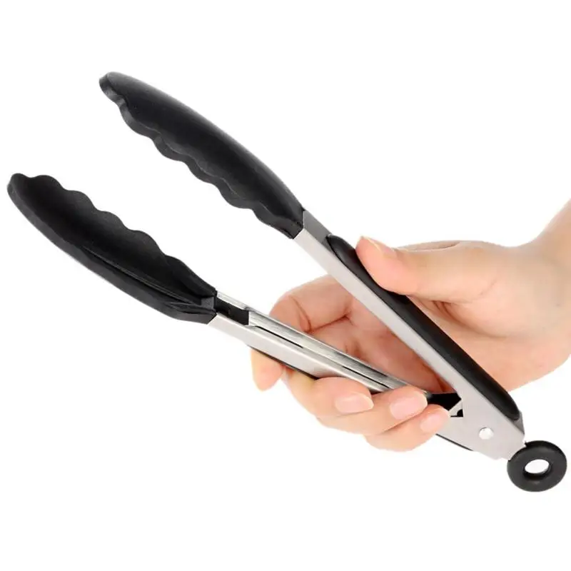 

9 Inch Kitchen Picnic Food Silicone Tongs Bread Buffet BBQ Clamp Clip Barbecue Thongs Tools Party Cooking Kitchen #10