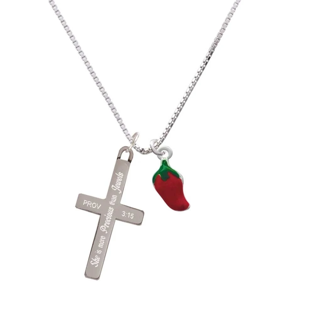 Red Jalapeno - She is More Precious - Cross Necklace