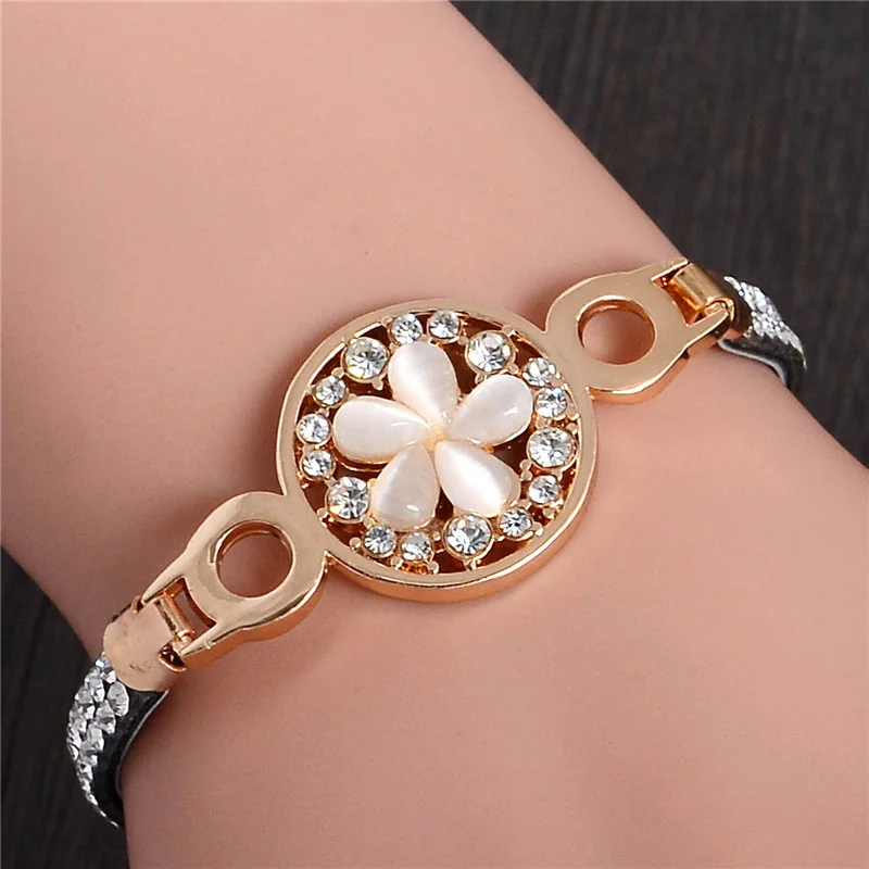 SHUANGR женский модный браслет Акция распродажа браслет кошачий глаз камень австрийский кристалл браслет золотой цвет браслет