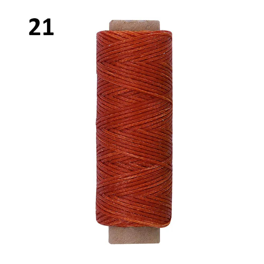 Fashion 0.8mm 150D Waxed Thread Leather Waxed Thread Cord Hand Stitching Thread Flat Waxed Sewing Line DIY Handicraft Tool 50M - Color: 21