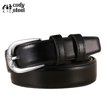 

Cody Steel Buckle Belt Women Popular Pin Buckle Belts For Woman PU Leather Alloy Pattern Buckle Luxury Brand Belt Ladies