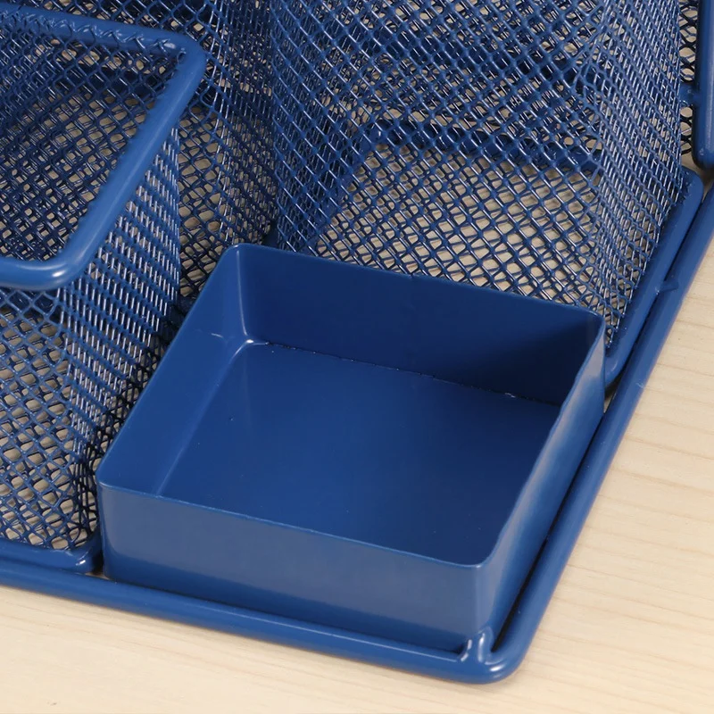 Синий многофункциональный настольный органайзер для хранения, сетчатая подставка для ручек канцелярский контейнер, офисная школьная