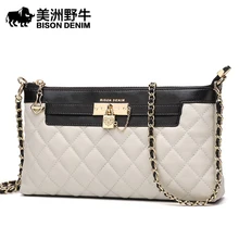BISON DENIM Brand New Handbag Women Shoulder Bag Genuine Leather Clutch Bag Sheepskin Messenger Bag Fashion Wallet Ladies Purse