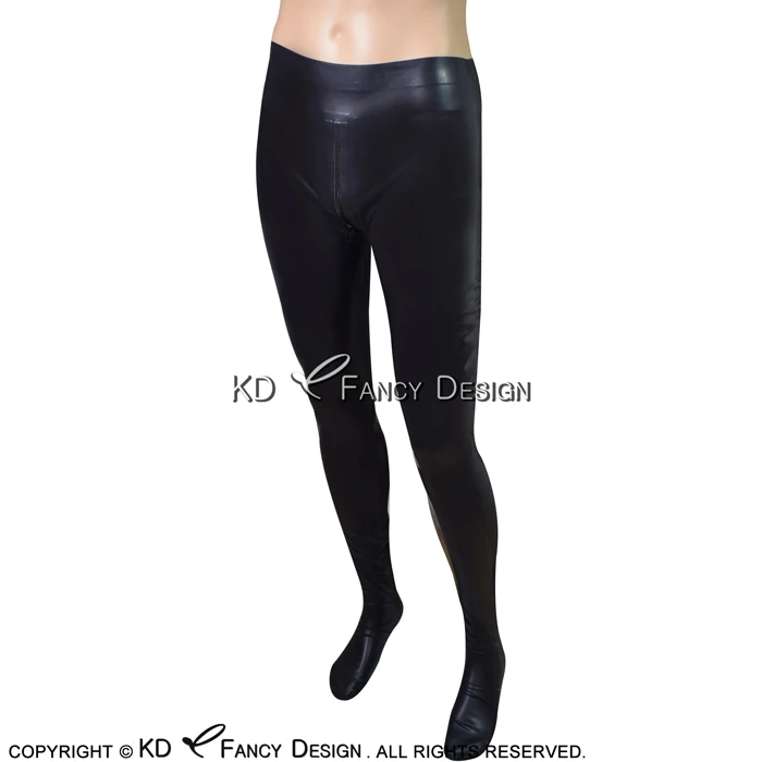 Черный сексуальный латекс леггинсы с молния в промежности ноги носки резиновые штаны джинсы брюки CK-0026 - Цвет: black
