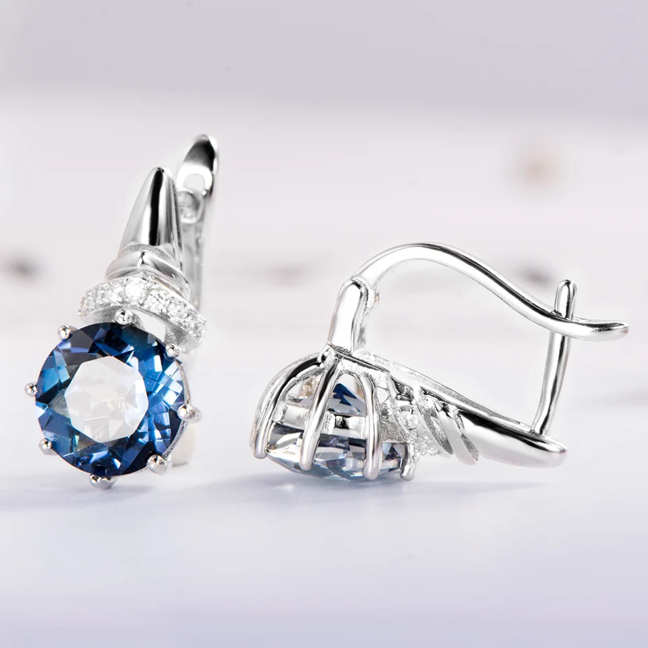 Женские серьги клипсы kuoolit 4 7ct из натурального синего мистического кварца