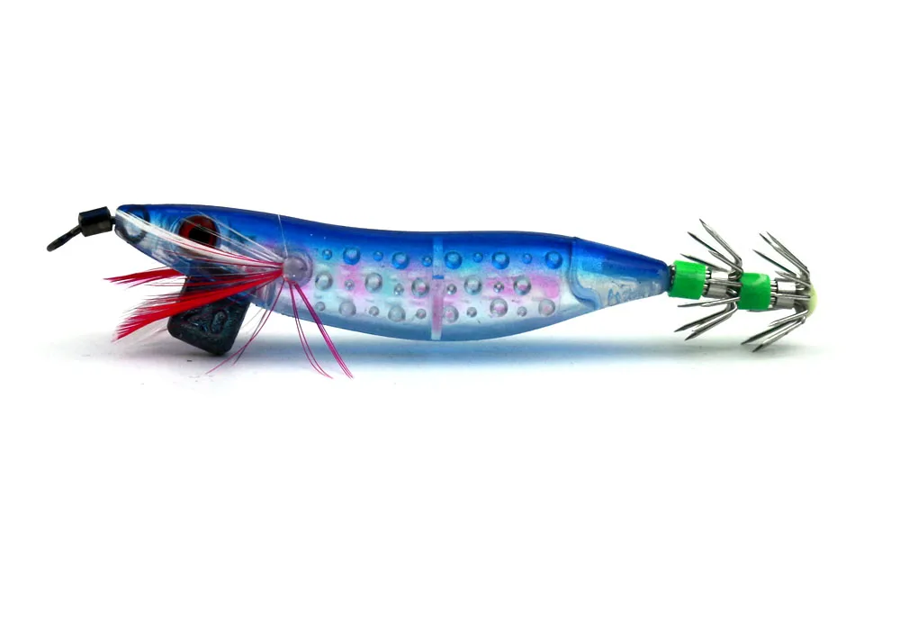 HENGJIA 5 шт. 10 см 9 г креветки приманка рыбалка Приманки двойные Блесен с хвост - Цвет: Синий