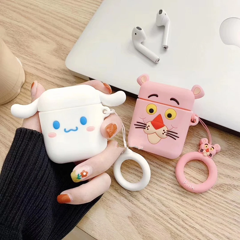 

Cartoon 3D My Melody Cinnamoroll Pom Pom Purin Cute ring lanyard Bluetooth Wireless Earphone Case For AirPods 1 2 Accessories