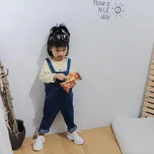 Новое поступление, джинсовые комбинезоны для мальчиков и девочек осенние модные детские джинсовые штаны на возраст от 1 до 6 лет, PX25