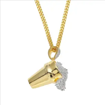 

2018 new arrive hip hop bling cubic zirconia ice cream pendant boy men cool gold color cuban chain hiphop gold filled necklace