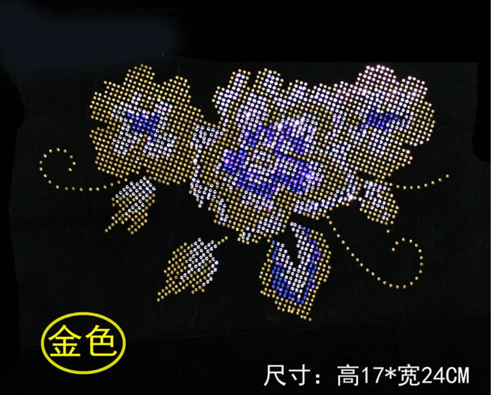 10pcs/1Lot Wholesale Peony 1 Rhinestone Diamante Transfer Iron On