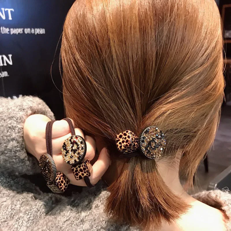 New Korea Rhinestone Hairband Women Elastic Hair Bands Shining Leopard Color Hair Rings Rope Handmade Elastic Hairband New Korea Rhinestone Hairband Women Elastic Hair Bands Shining Leopard Color Hair Rings Rope Handmade Elastic Hairband