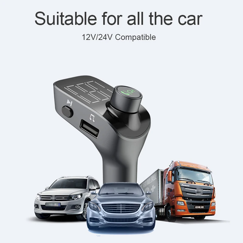 ANLUD Bluetooth 5.0 FM Transmitter Wireless Bluetooth Car Kit Car MP3 Player Unique Display Screen Aux Modulator Handfree