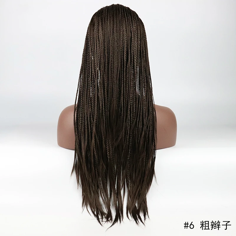 2" афро Длинные Синтетические кружева спереди плетеные парики для африканских черных женщин 3X коробка косички волос коричневый Косплей парики для вечеринок