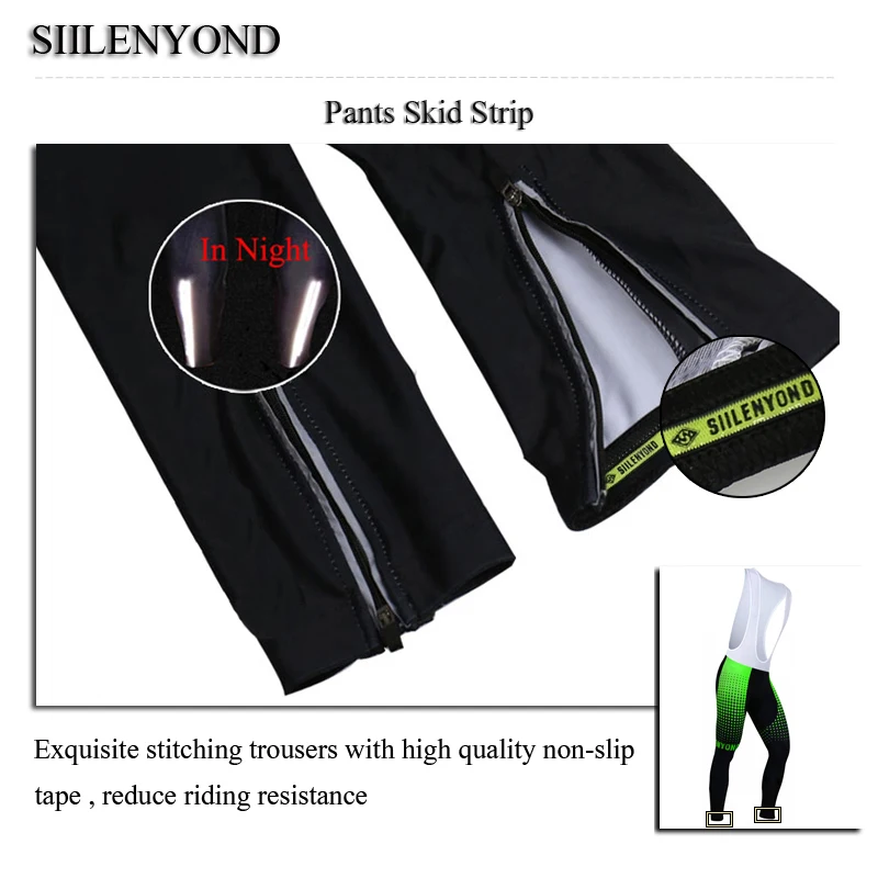 Siilenyond зима велоспорт нагрудник брюки для горного велосипеда плотно с 3D гелем PaddedThermal флис велосипедные штаны