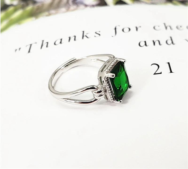 Натуральная 925 пробы серебро большой цветной камень квадратный кристалл кольцо Зеленый Изумрудный Фиолетовый аметист драгоценного камня Роскошные Алмаз обручальное кольцо