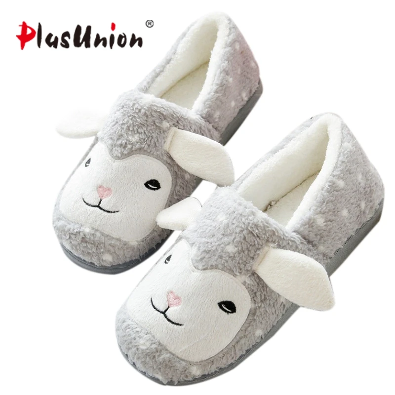

cartoon indoor cute animal home slipper cotton adult furry fluffy rihanna warm home slipper house woman shoes winter sheep kitty