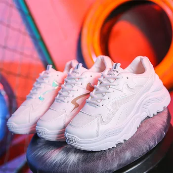 

Platform Sneakers Women Shoes Fashion Vulcanize Shoes Chunky Women Sneakers Ladies Brand Trainer Lace Up Spring New Female Flat