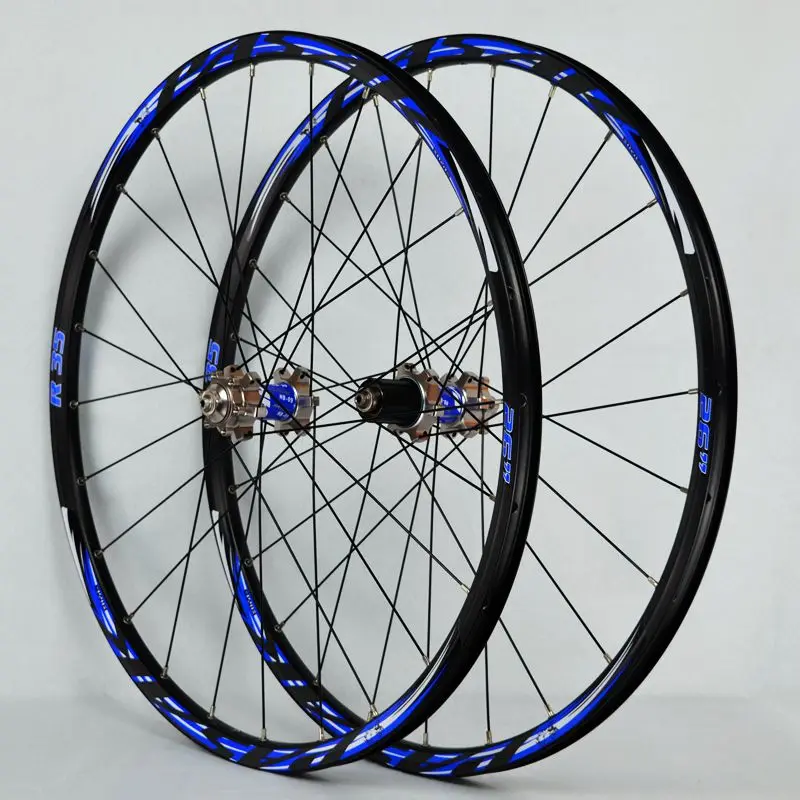 26 inch mountain bike mountain bike wheels 24 hours to draw the front 2 rear bearing hub Japan 4 super smooth 27.5 inch wheels - Color: 27.5 titanium blue