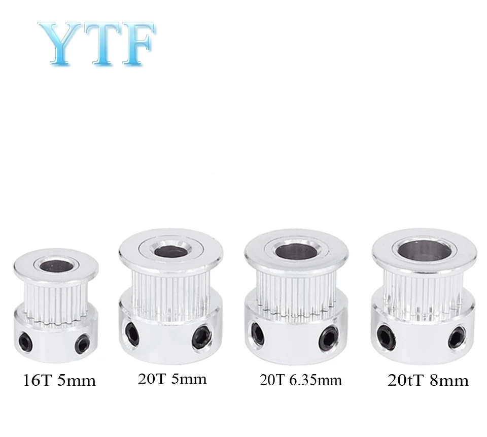 Детали 3D принтера 2GT GT2 Алюминиевый шкив ГРМ 20 зуб 16 диаметр зубьев 5 6 6,35 8 мм ширина синхронного колеса 6 мм 10 мм