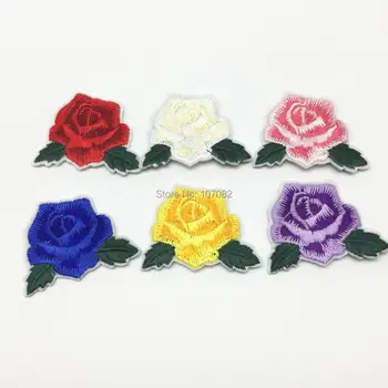 

100pcs Embroidered Sewing Iron on Roses Flowers Patches Sewing Patch for clothes embroidery DIY Crafts Sticker Badge 3.3x4.6cm