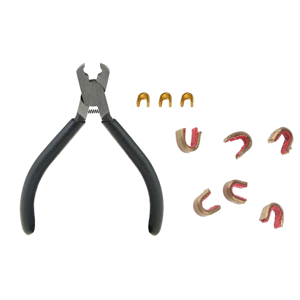 Archery Buckle Pliers + 9Pcs Bowstring Nocks Set Buckle Clips Nocking Point Outdoor Sports Bow String Nock Set Nocking Pliers